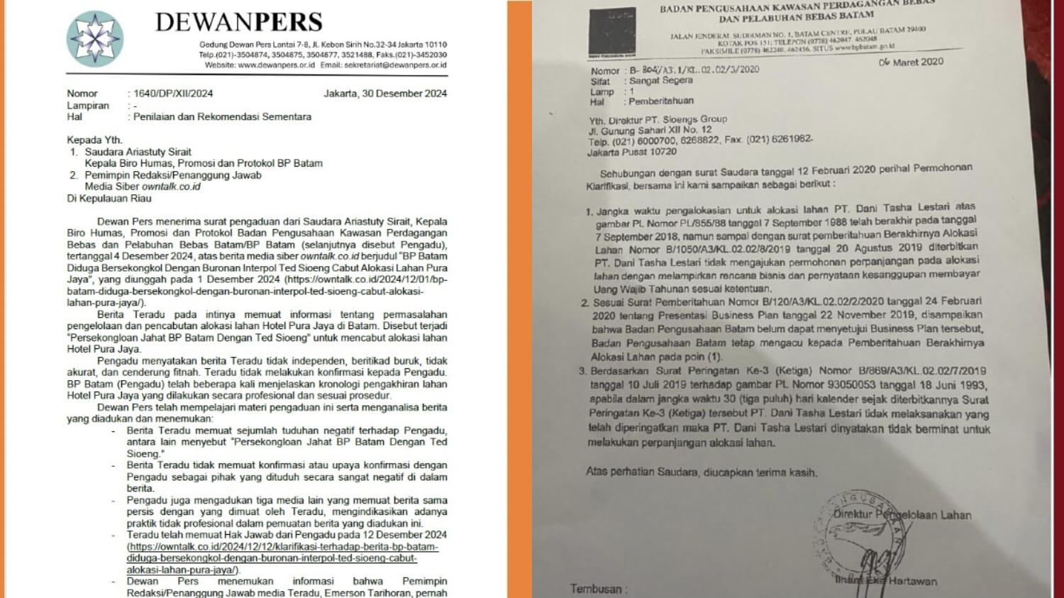 BP Batam Terindikasi Berlindung di Dewan Pers Tentang Kasus Hotel Pura Jaya BP Batam Terindikasi Berlindung di Dewan Pers Tentang Kasus Hotel Pura Jaya