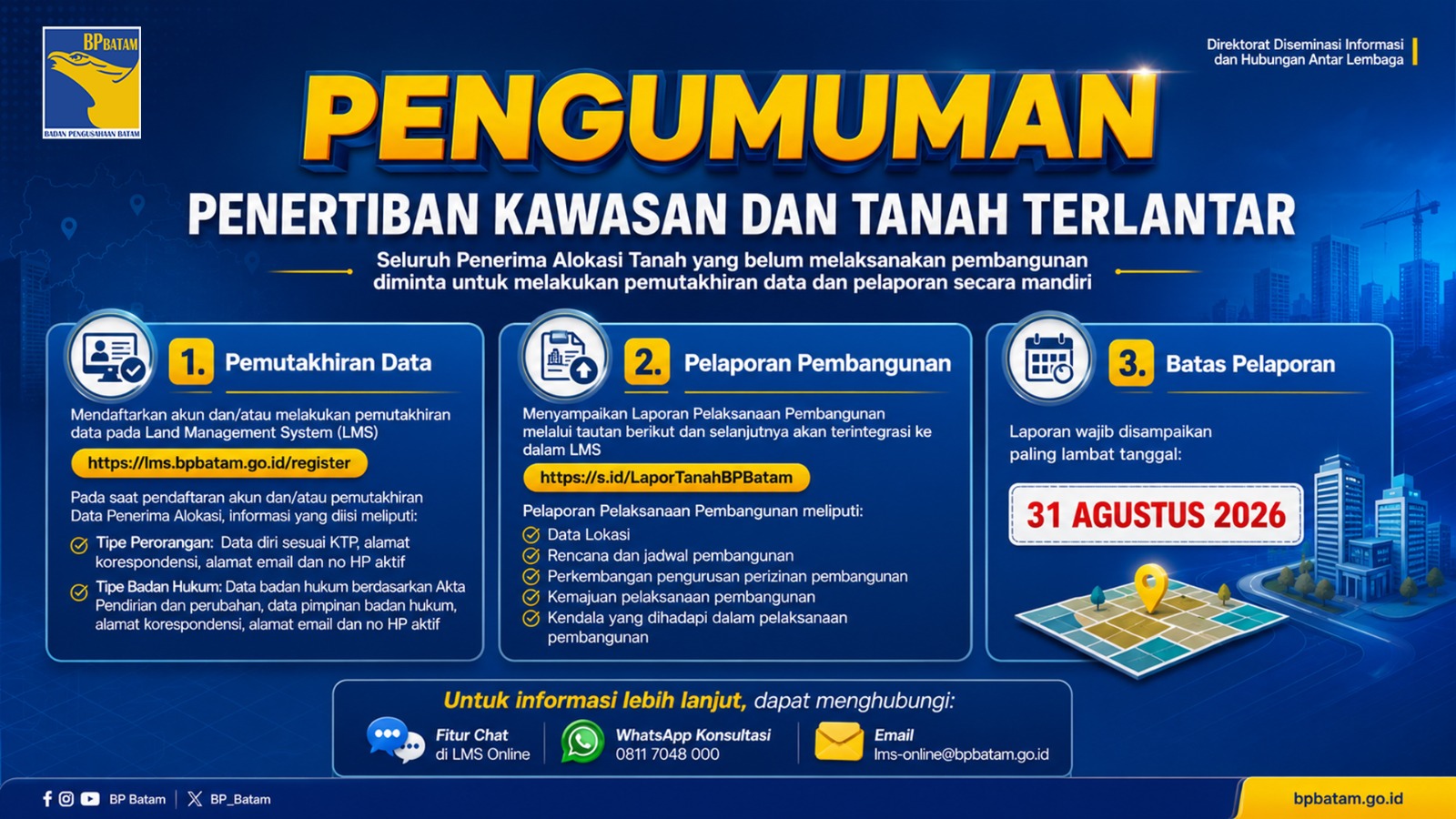 BP Batam Perkuat Tata Kelola Pertanahan melalui Pelaporan Mandiri LMS