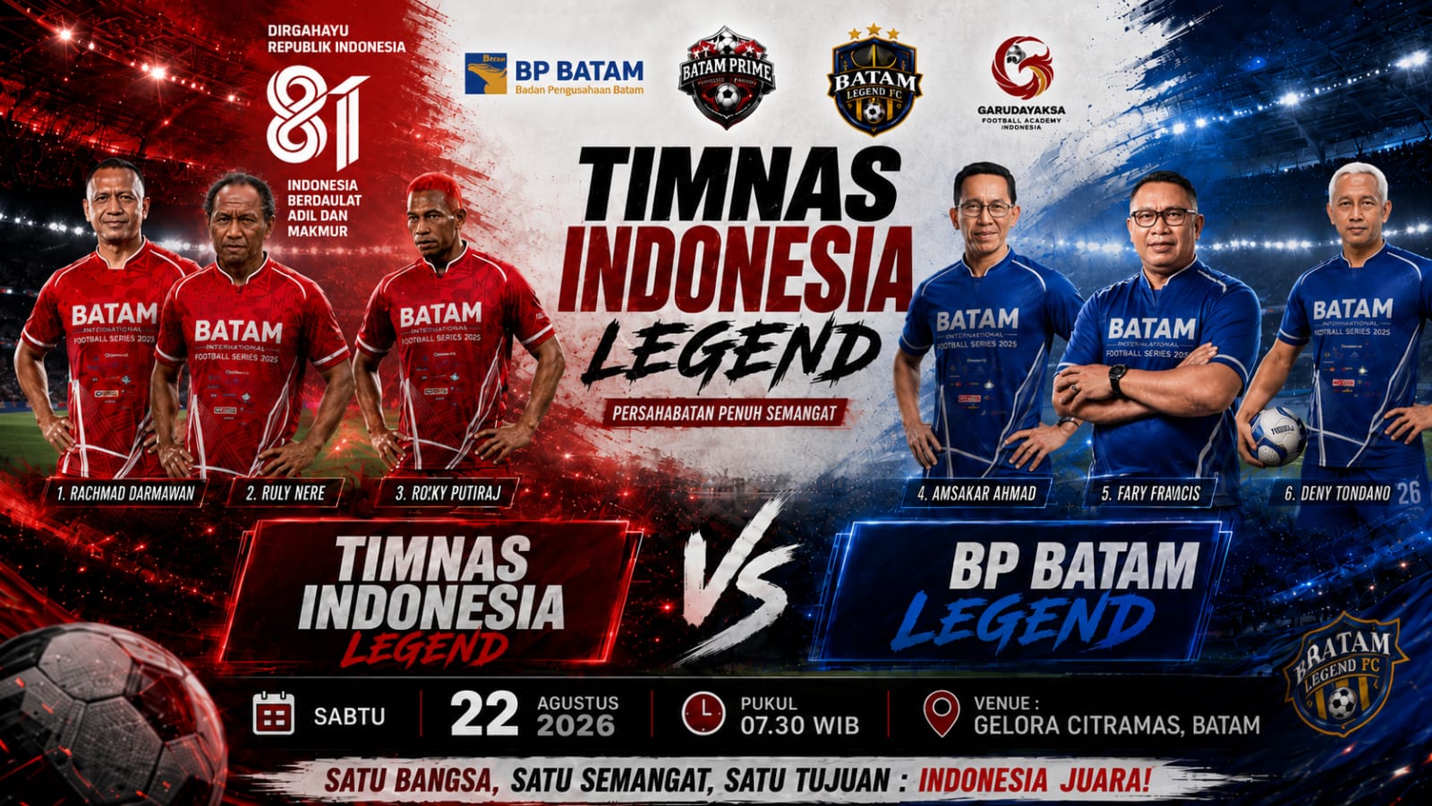 Timnas Indonesia Legend Turun ke Batam, Hidupkan Ghirah Sepak Bola dari Grassroots Hingga Internasional